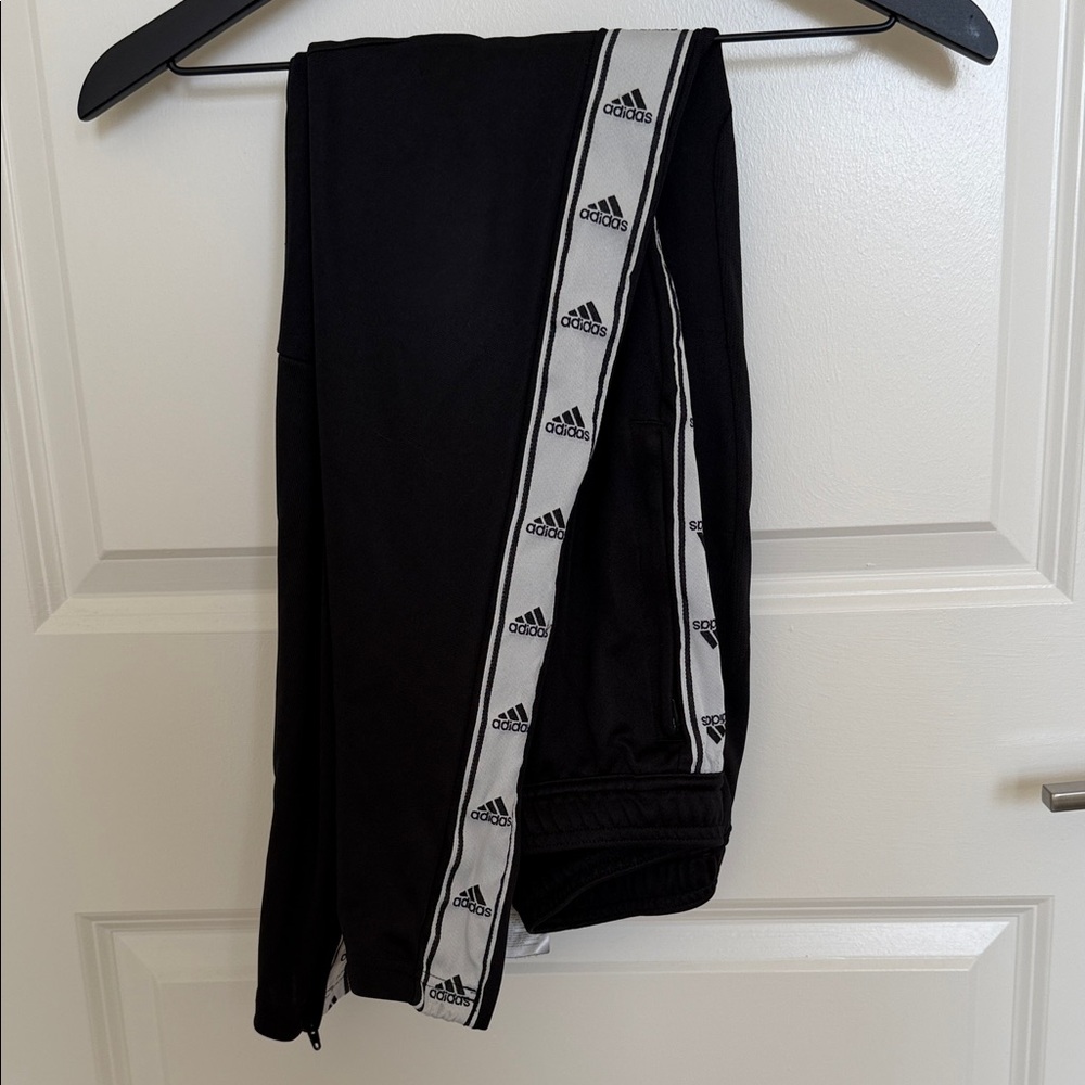 adidas Black Joggers with White Logo Tape